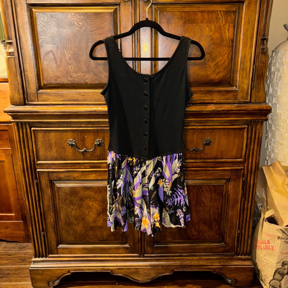 Vintage By Choice Black and Purple Floral Romper